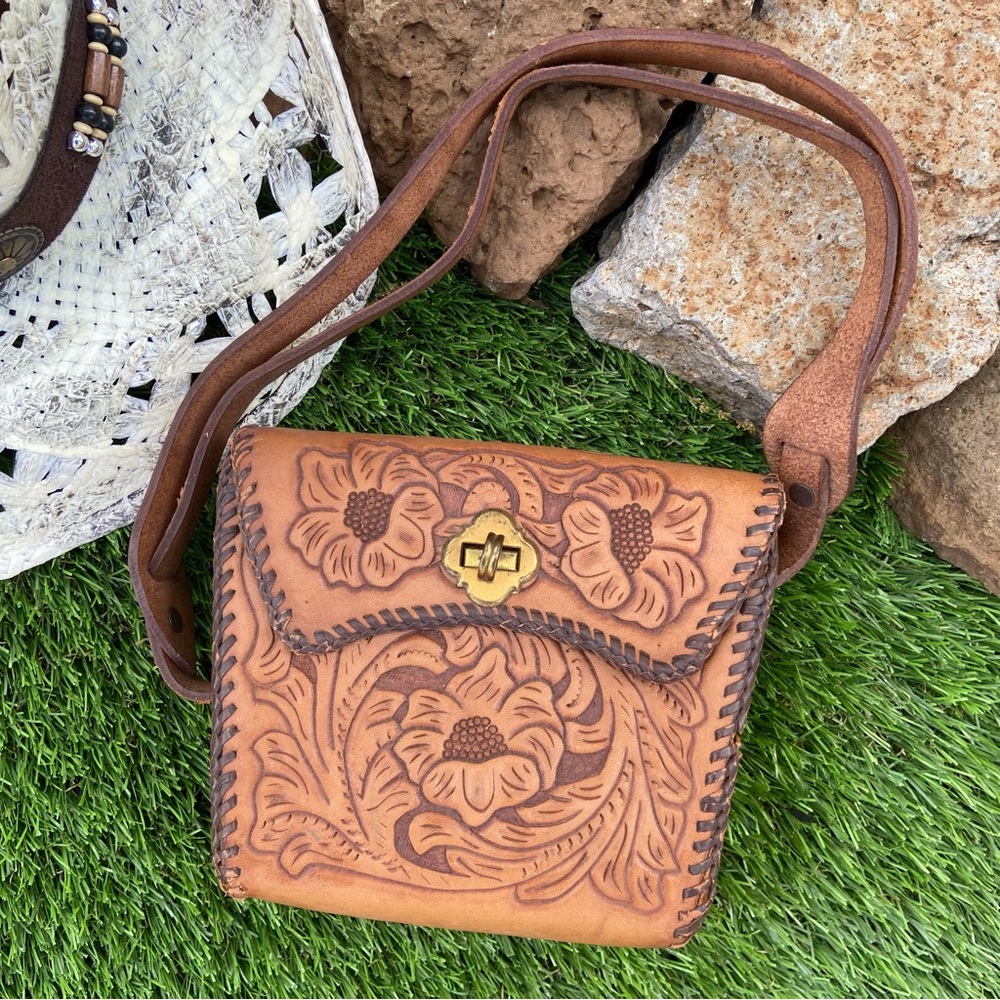 Vintage Handcrafted Floral Leather Bag/Crossbody